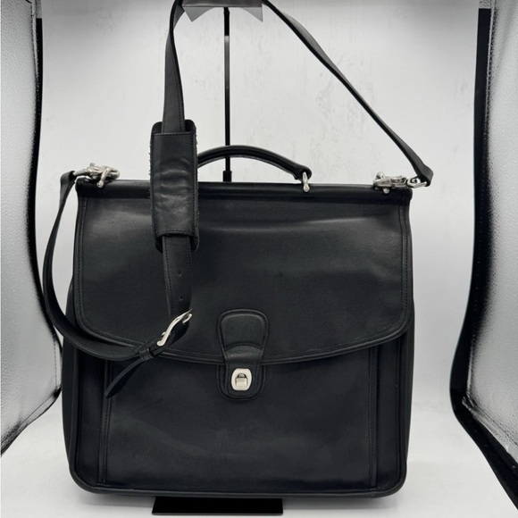Coach Briefcase-Model 5299  Black Leather Vintage Briefcase/Silver Fittings - Picture 1 of 13